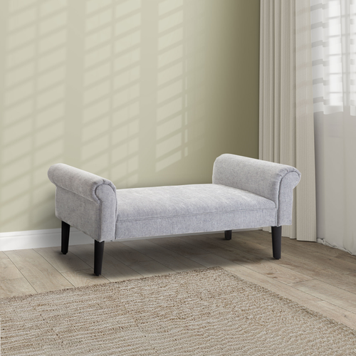 Modern Rolled Arm Bench Bed End Ottoman Sofa Seat Footrest Bedroom Entryway