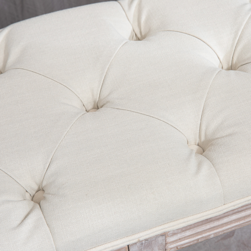 HOMCOM 2-Tier Bed End Bench, Vintage Stool Button Tufted Seat Cream White